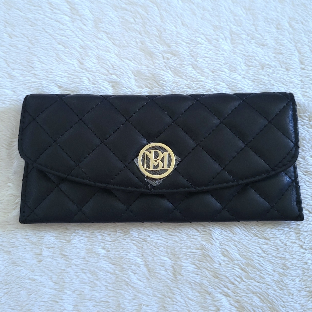 Badgley Mischka Diamond♦️ Quilted Black🖤 Flap Wallet - NWT - Picture 5 of 14